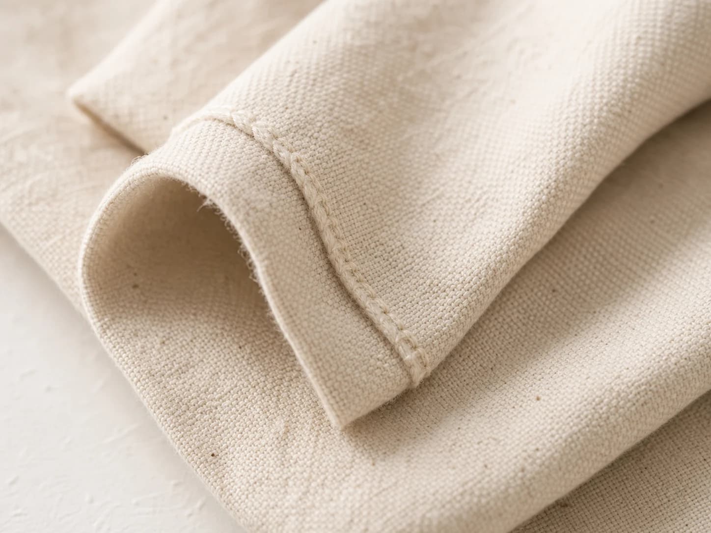 Organic cotton fabric material close-up