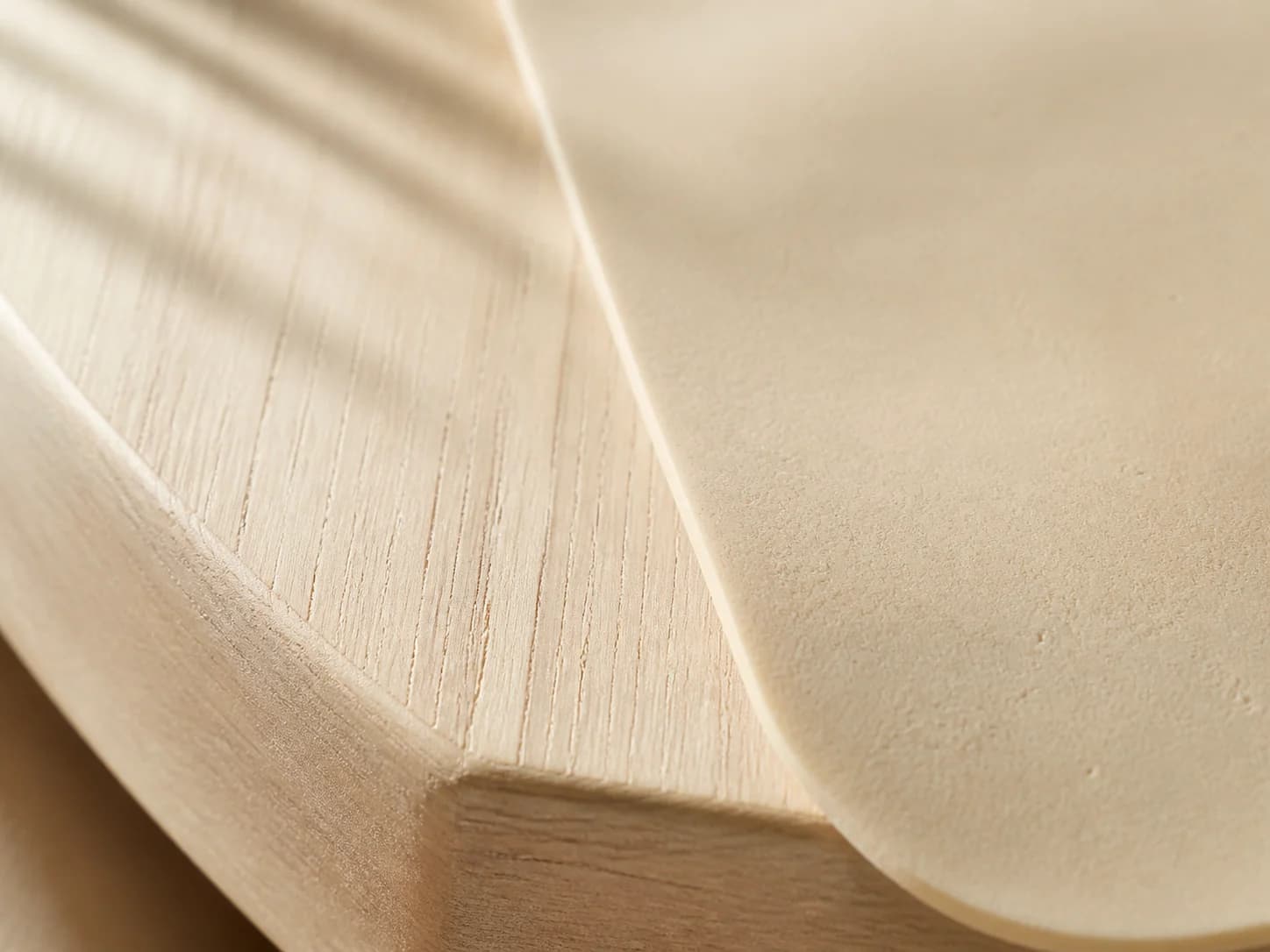 Wood grain and natural rubber material close-up
