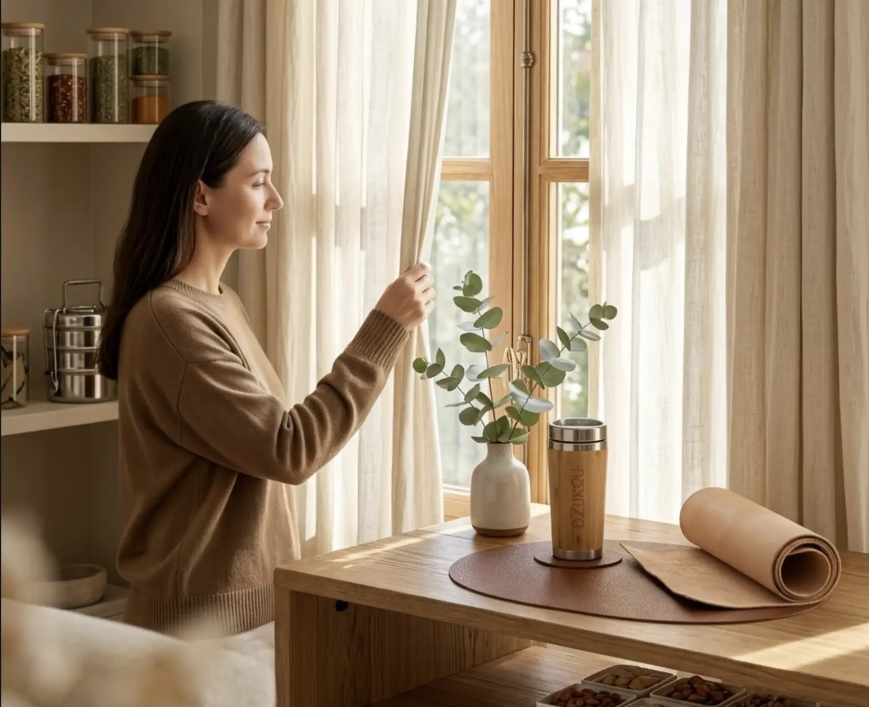 Crisp white organic linen sheets and layered pillows